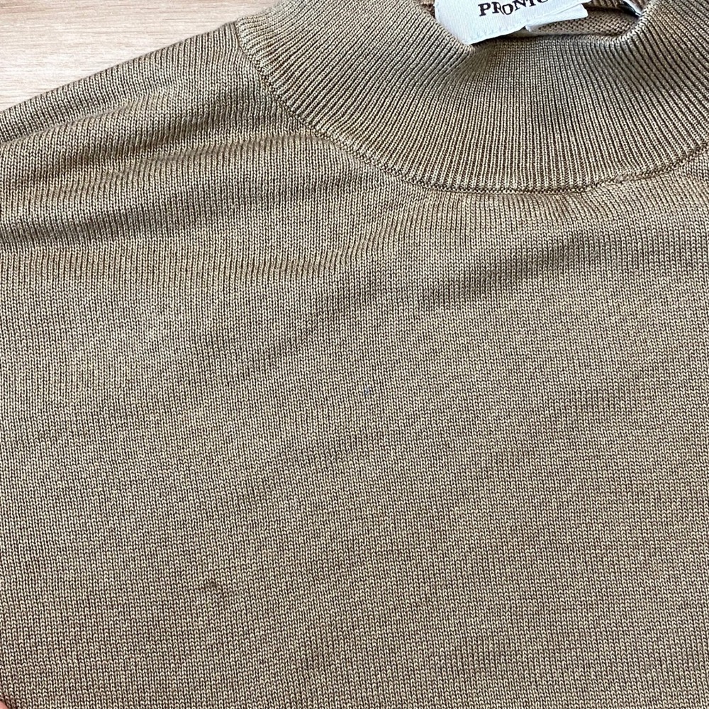 Pronto Uomo Sweater Mens XL Mock Neck Silk Cotton Blend Tan Minimalist Luxe - Picture 4 of 7